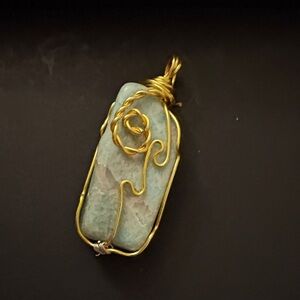 Gold Wire Wrapped Crystal Pendant